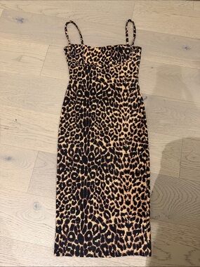 PrettyLittleThing Leopard Print Spaghetti Strap Midi Dress - Brown/Black